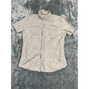 Urban Pipeline Gray Shark Print Button-Up Shirt Mens L 100% Cotton Short Sleeve